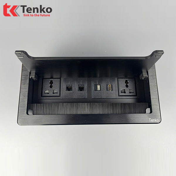 Ổ Cắm Âm Bàn  Hợp Kim Nhôm TK-D4S-04 Đen
