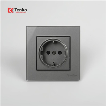 Ổ Cắm Chuẩn Đức Mặt Kính Cường Lực F71D-20 Xám