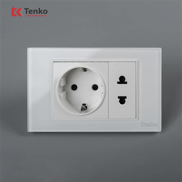 Ổ Cắm Chìm Mặt Kính Cường Lực C18-059 Trắng