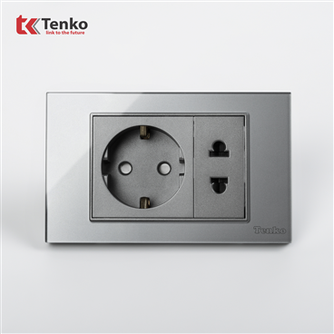 Ổ Cắm Chìm Mặt Kính Cường Lực C18-059 Xám