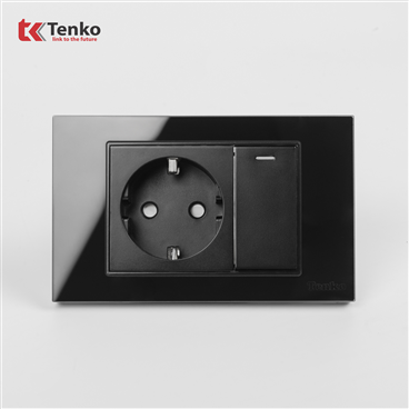 Ổ Cắm Chìm Mặt Kính Cường Lực C18-063 Đen