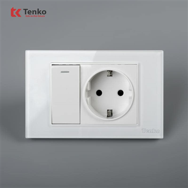 Ổ Cắm Chìm Mặt Kính Cường Lực C18-063 Trắng