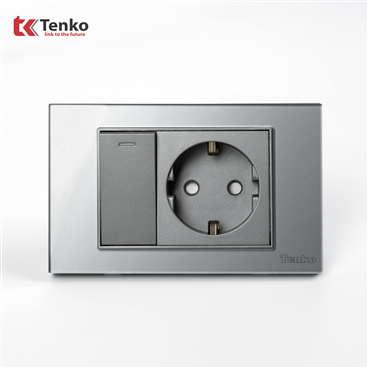 Ổ Cắm Chìm Mặt Kính Cường Lực C18-063 Xám