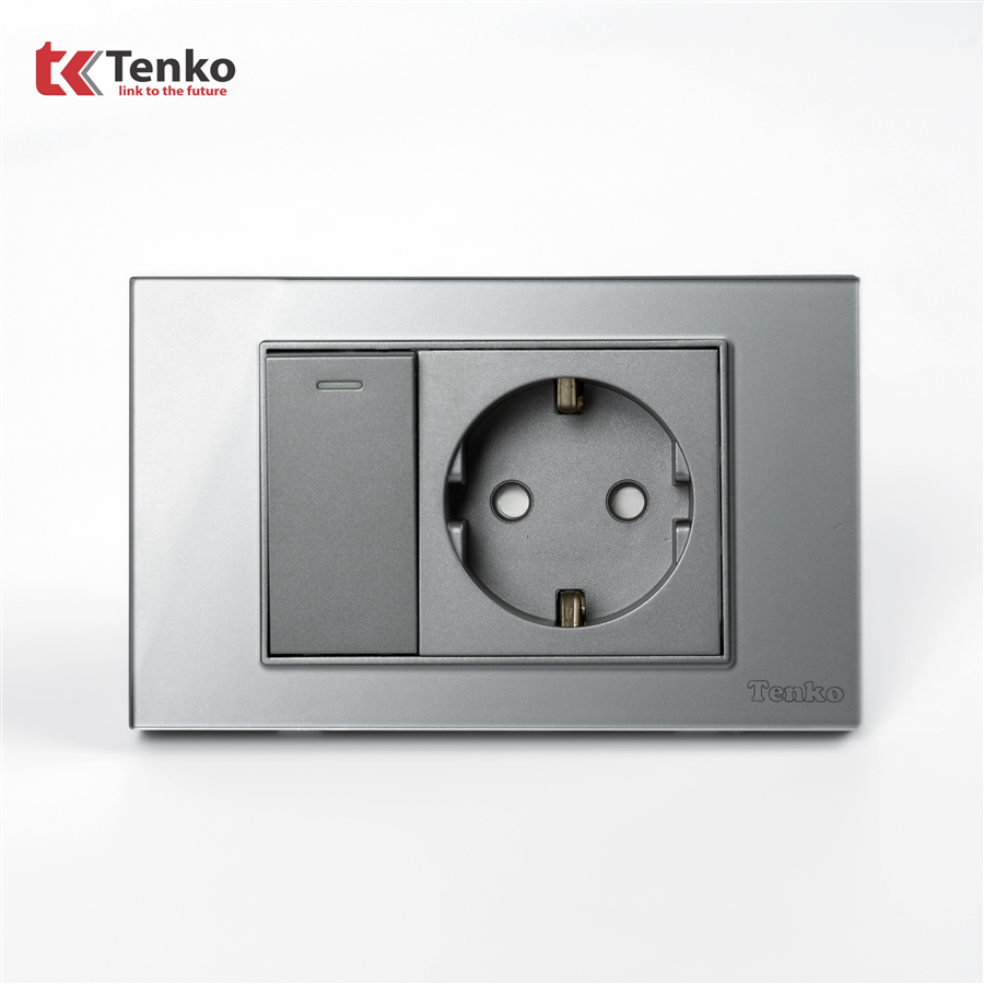 Ổ Cắm Chìm Mặt Kính Cường Lực C18-063 Xám