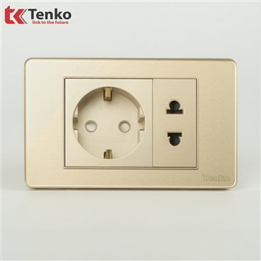 Ổ Cắm Chìm Mặt Nhựa Phủ Bóng Kính C9-059 Vàng