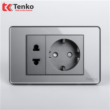 Ổ Cắm Chìm Mặt Nhựa Phủ Bóng Kính C9-059 Xám