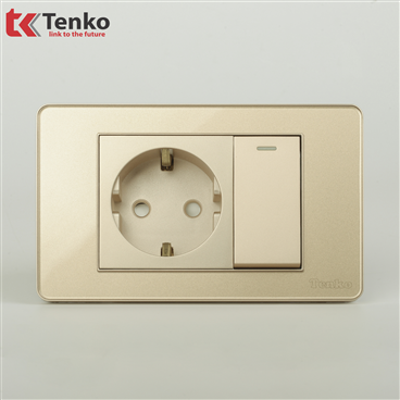 Ổ Cắm Chìm Mặt Nhựa Phủ Bóng Kính C9-063 Vàng