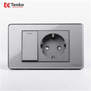 Ổ Cắm Chìm Mặt Nhựa Phủ Bóng Kính C9-063 Xám