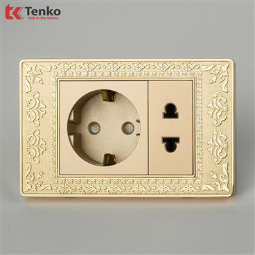 Ổ Cắm Chuẩn Đức Mặt Hoa Văn Tân Cổ Điển TK-C8-059