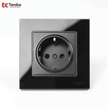 Ổ Cắm Chuẩn Đức Mặt Kính Cường Lực F71D-20 Đen