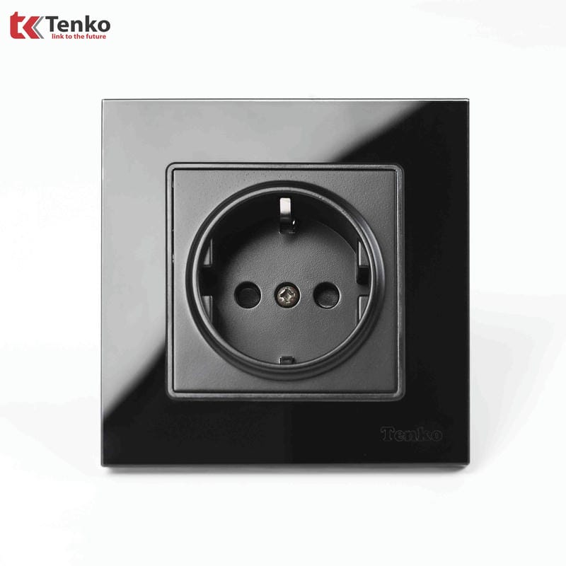 Ổ Cắm Chuẩn Đức Mặt Kính Cường Lực F71D-20 Đen