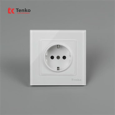 Ổ Cắm Chuẩn Đức Mặt Kính Cường Lực F71D-20 Trắng