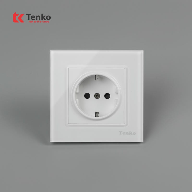 Ổ Cắm Chuẩn Đức Mặt Kính Cường Lực F71D-20 Trắng