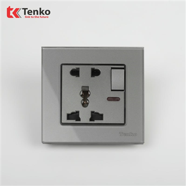 Ổ Cắm Có Công Tắc Mặt Kính Cường Lực F71D-28 Xám