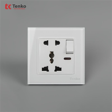 Ổ Cắm Có Công Tắc Mặt Kính Cường Lực F71D-28 Trắng