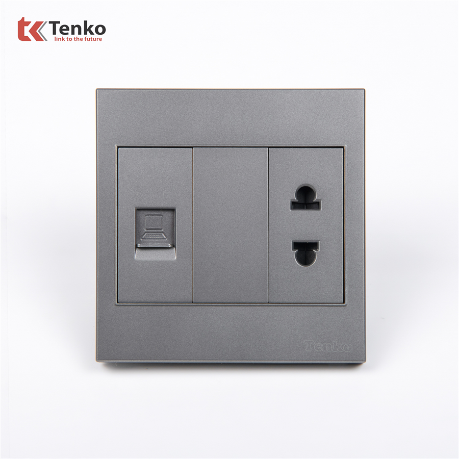 Ổ Cắm Có Ổ Mạng LAN Mặt Nhựa ABS Tenko TK-V1-076