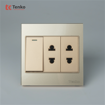 Ổ Cắm, Công Tắc Mặt Kính Cường Lực TK-V18-025 Vàng