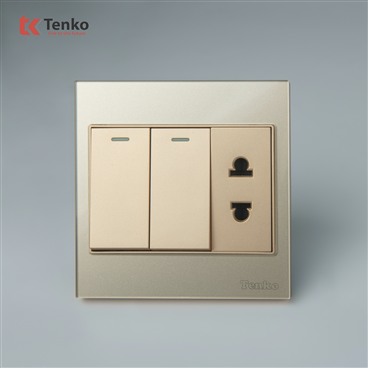 Ổ Cắm, Công Tắc Mặt Kính Cường Lực TK-V18-027 Vàng
