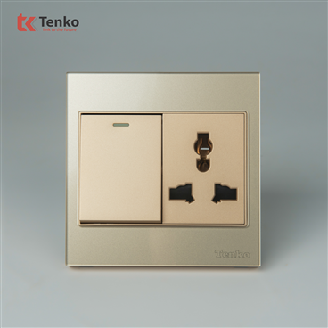 Ổ Cắm, Công Tắc Mặt Kính Cường Lực TK-V18-039 Vàng