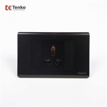 Ổ Cắm Điện 3 Chấu TENKO TK-C25-051 Mặt Nhựa PC Đen
