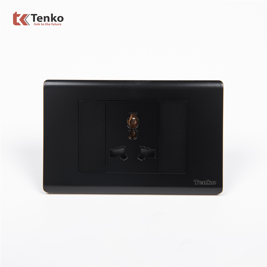 Ổ Cắm Điện 3 Chấu TENKO TK-C25-051 Mặt Nhựa PC Đen