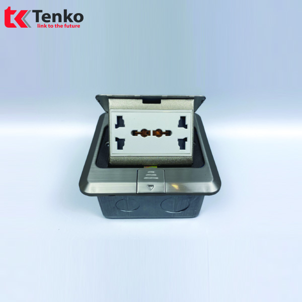 Ổ Cắm Điện Âm Sàn 3 Chấu Tenko TK-J02-13 Màu Bạc