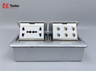 Ổ Cắm Điện Âm Sàn Đôi 3 Chấu+LAN TK-J04-09 Bạc