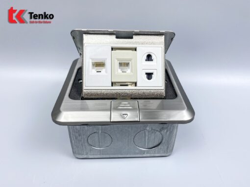 Ổ Cắm Điện Âm Sàn+LAN+Điện Thoại TK-J02-05 Bạc