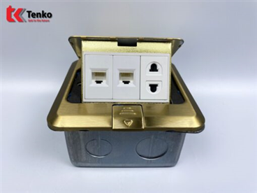 Ổ Cắm Điện Âm Sàn TK-J02-03 Màu Vàng