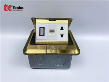 Ổ Cắm Điện Âm Sàn Và Mạng LAN+ HDMI TK-J02-06 Vàng