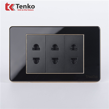 Ổ Cắm Điện Đôi 2 Chấu  Mặt Nhựa Epoxy TK-C26-020