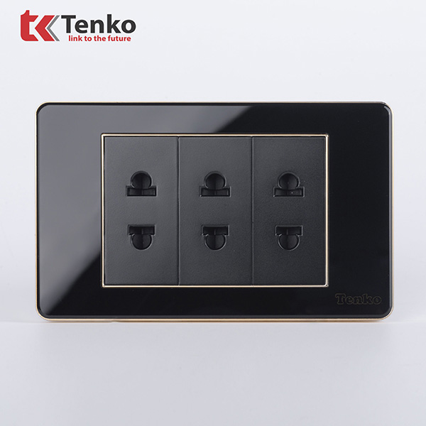 Ổ Cắm Điện Đôi 2 Chấu  Mặt Nhựa Epoxy TK-C26-020