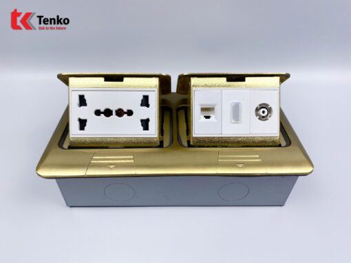 Ổ Cắm Điện Đôi 3 Chấu Âm Sàn Tenko TK-J04-01 Vàng