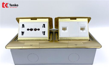 Ổ Cắm Điện Đôi 3 Chấu Âm Sàn Tenko TK-J04-02 Vàng