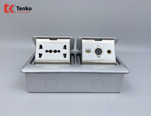 Ổ Cắm Điện Đôi 3 Chấu Âm Sàn Tenko TK-J04-06 Bạc