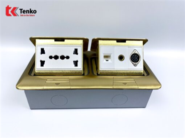 Ổ Cắm Điện Đôi 3 Chấu Âm Sàn Tenko TK-J04-06 Vàng