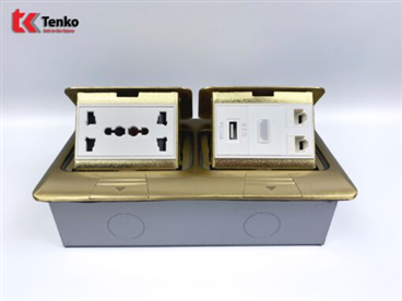 Ổ Cắm Điện Đôi 3 Chấu Âm Sàn  Tenko TK-J04-08 Vàng