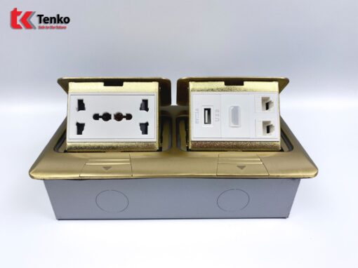 Ổ Cắm Điện Đôi 3 Chấu Âm Sàn  Tenko TK-J04-08 Vàng