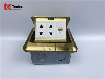Ổ Cắm Điện Đôi Âm Sàn Kèm Mạng LAN J02-23 Màu Vàng
