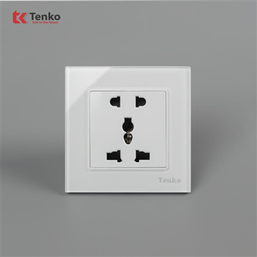 Ổ Cắm Điện Đôi Mặt Kính Cường Lực F71D-18 Trắng