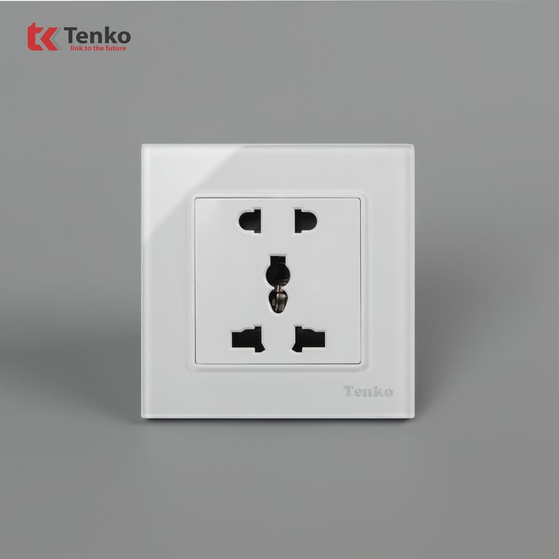 Ổ Cắm Điện Đôi Mặt Kính Cường Lực F71D-18 Trắng