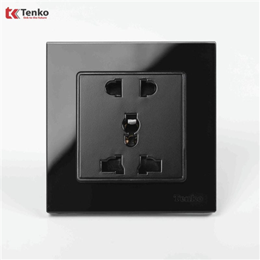 Ổ Cắm Điện Đôi Mặt Kính Cường Lực F71D-18 Đen