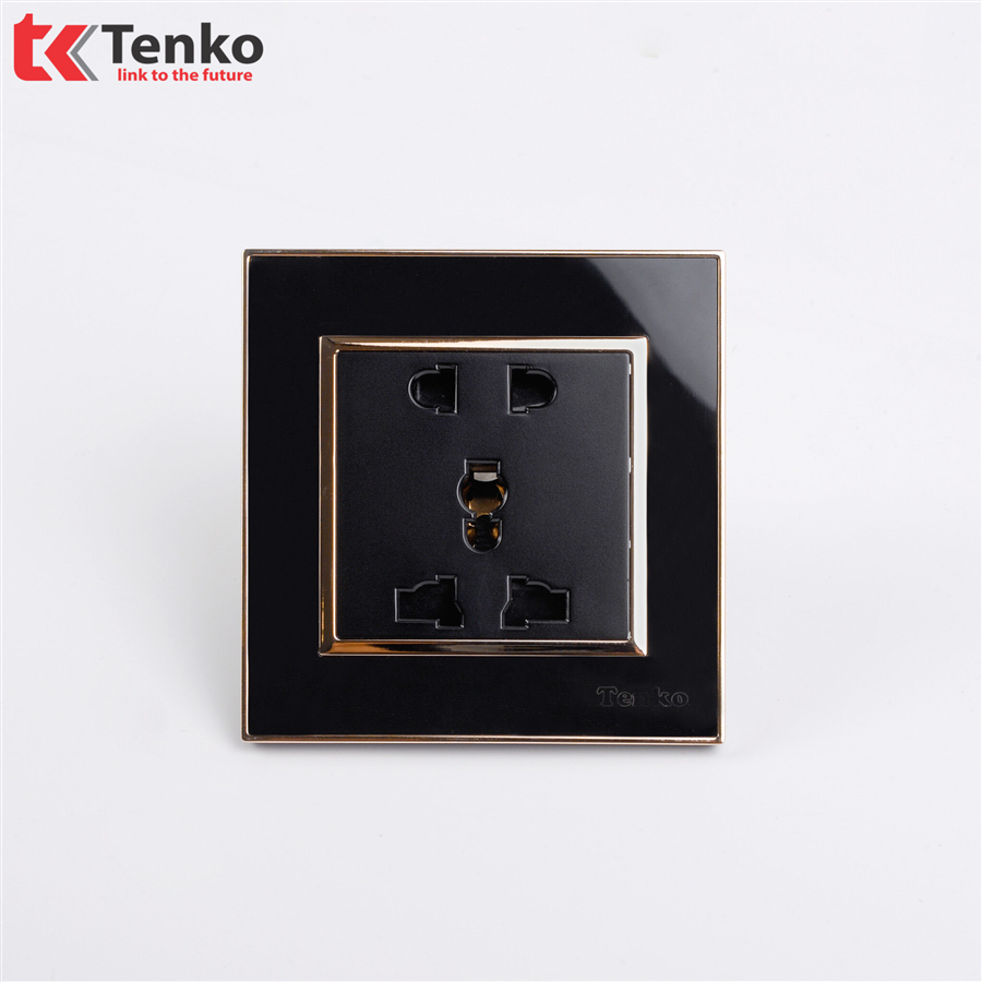 Ổ Cắm Điện Đôi Mặt Nhựa Cao Cấp F66-18 Đen
