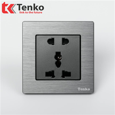 Ổ Cắm Điện Đôi Mặt Vân Hợp Kim F71B-18 Xám Xước