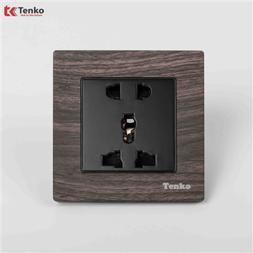 Ổ Cắm Điện Đôi Mặt Vuông Vân Gỗ Tenko F71A-18