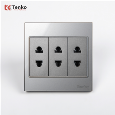Ổ Cắm Điện Kính Cường Lực Tenko TK-V18-020 Xám