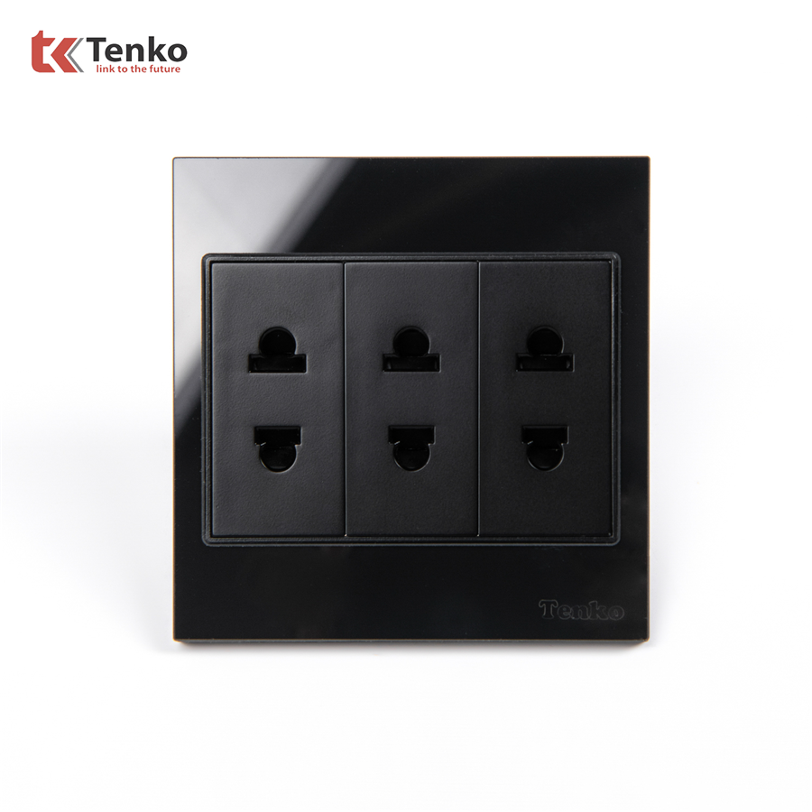 Ổ Cắm Điện Kính Cường Lực Tenko TK-V18-020 Đen