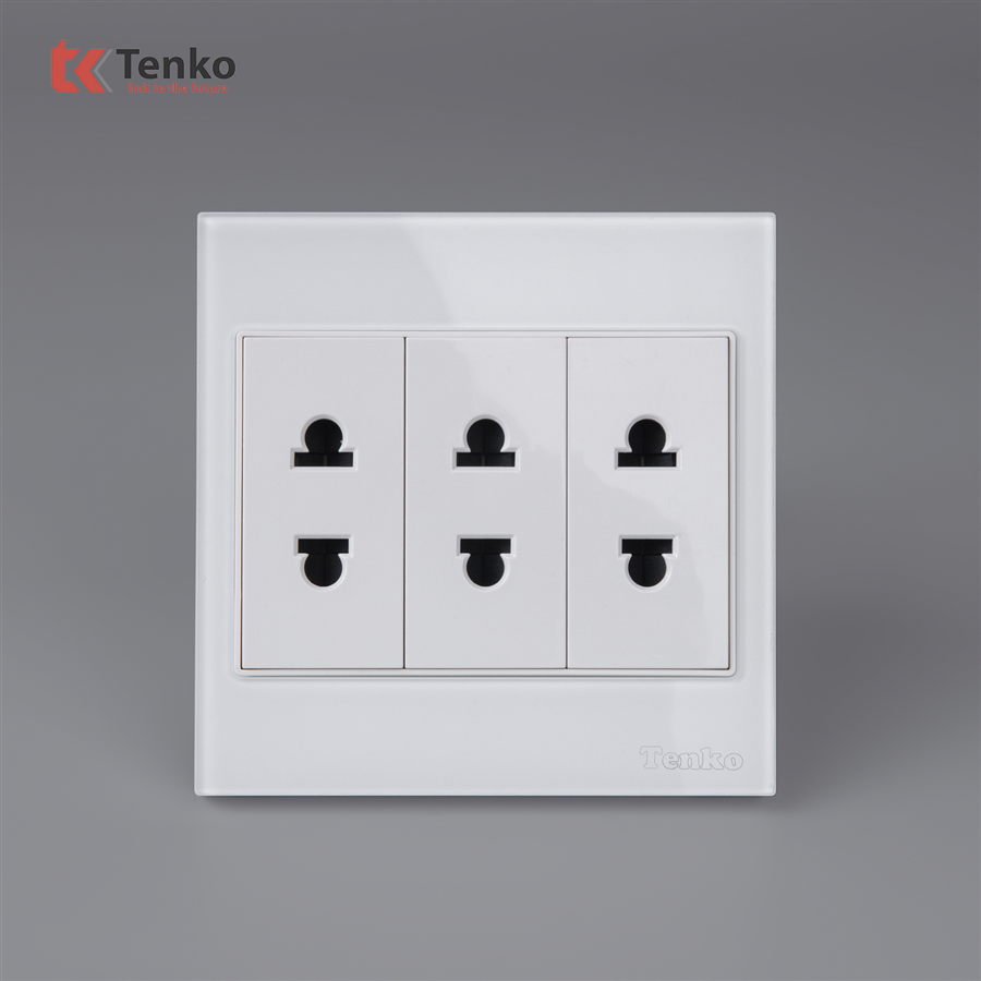 Ổ Cắm Điện Kính Cường Lực Tenko TK-V18-020 Trằng