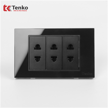 Ổ Cắm Điện Mặt Kính Cường Lực C18-020 Đen