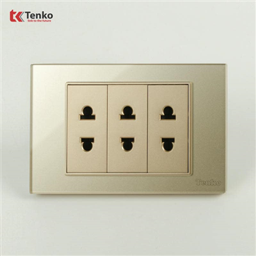 Ổ Cắm Điện Mặt Kính Cường Lực C18-020 Vàng